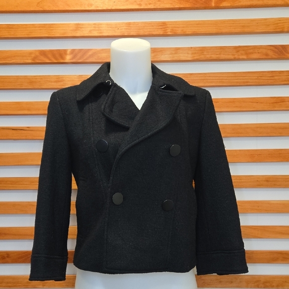 Seven7 Jackets & Blazers - Seven7‎ Black Wool Blend Cropped Peacoat Jacket XS